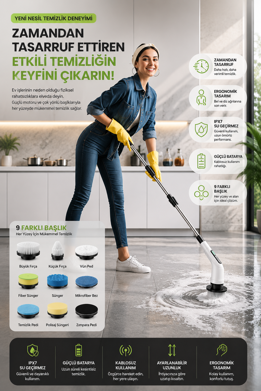 Elektrikli Döner Temizlik Fırçası